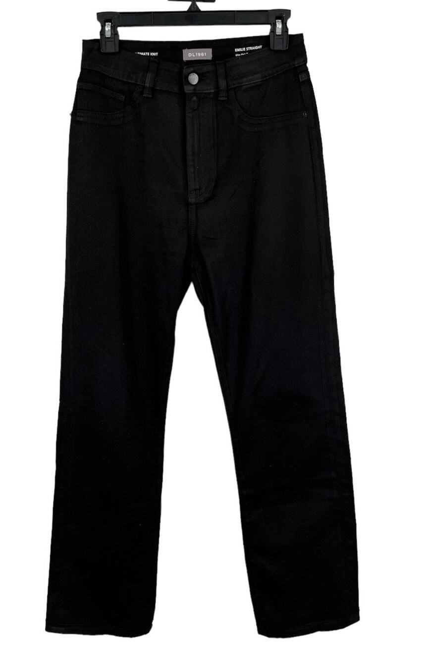 DL1961 Jeans Emilie straight high rise black size 26 DEFECT hemmed